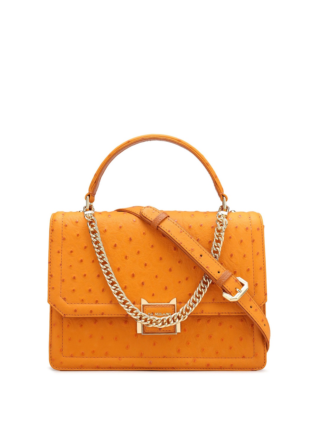 

Da Milano Embellished Leather Structured Handheld Bag, Orange