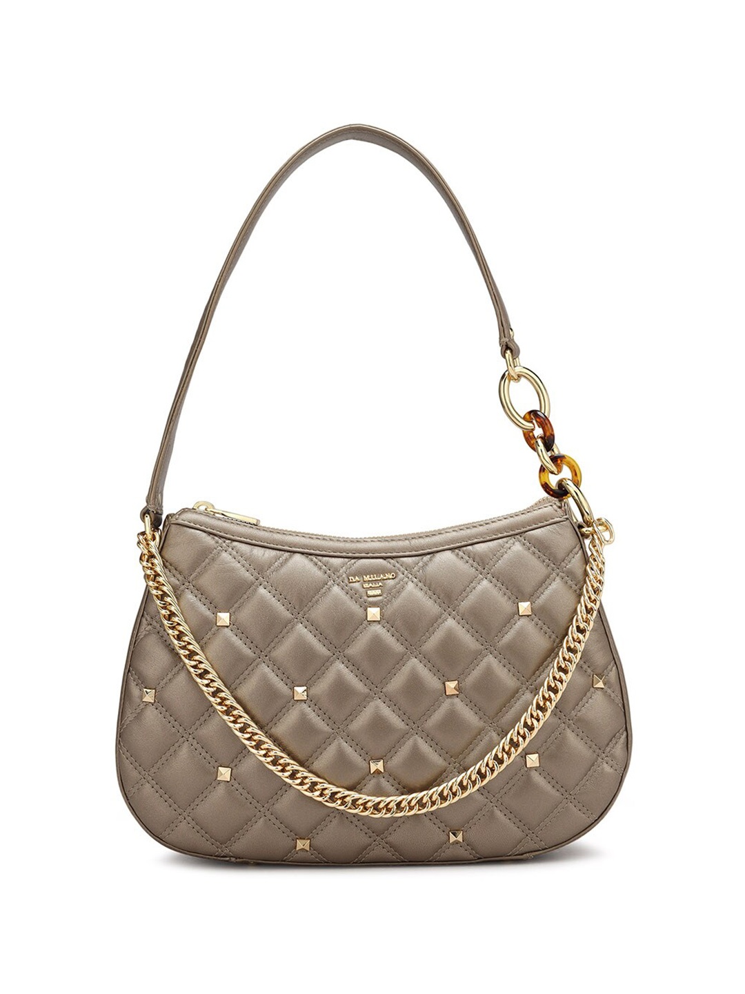 

Da Milano Brown Textured Leather Swagger Handheld Bag