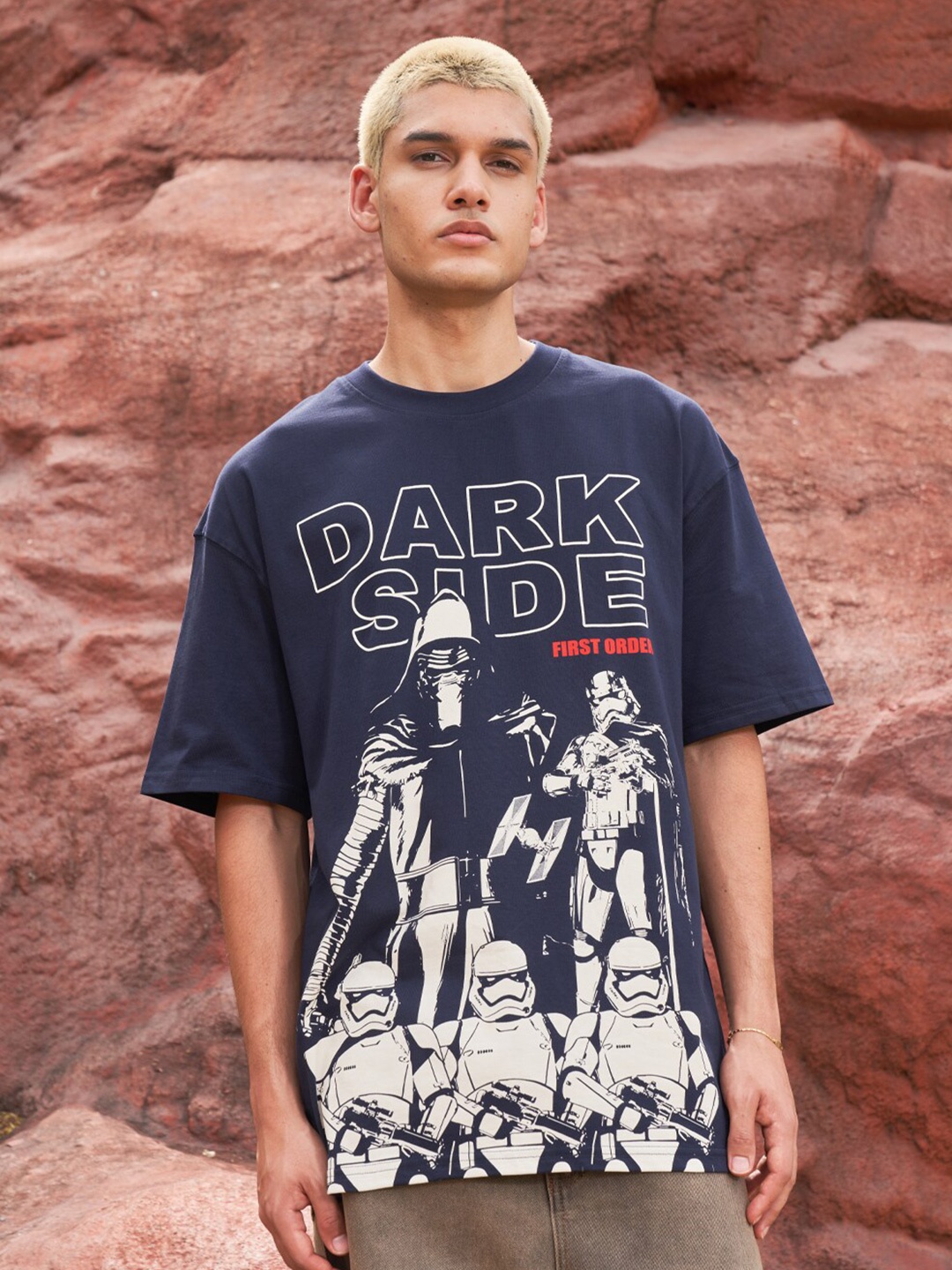 

Bonkers Corner Navy Blue Dark Side Superhero Longline Cotton Oversized T-shirt