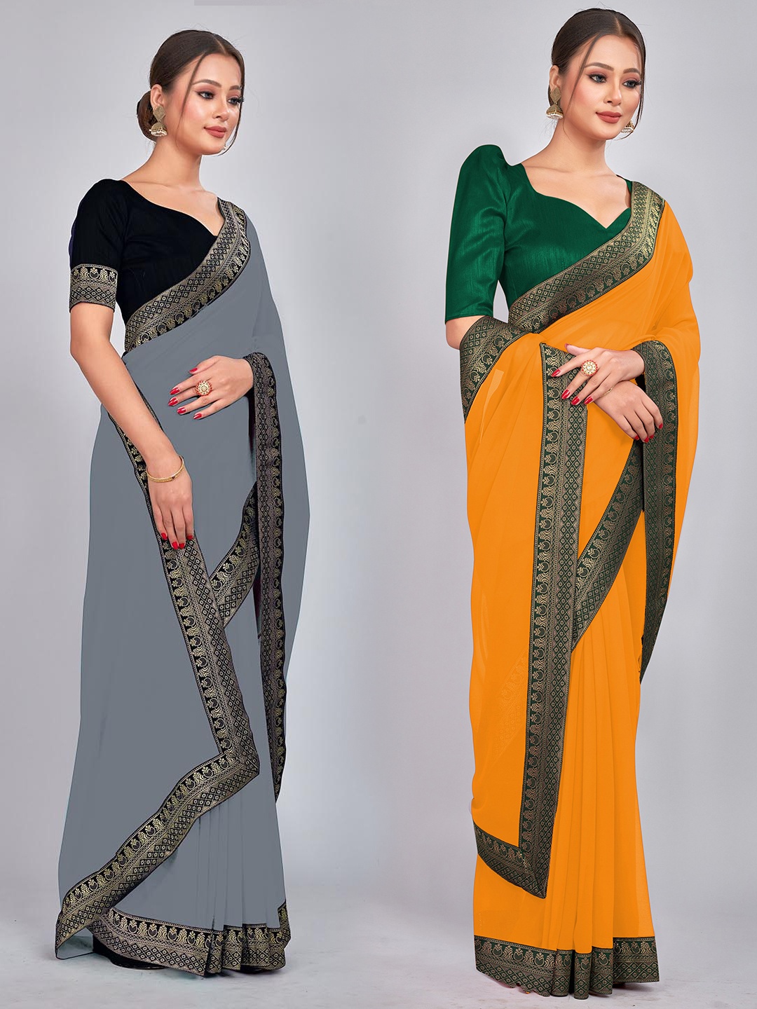 

CastilloFab Zari Pure Georgette Saree, Mustard