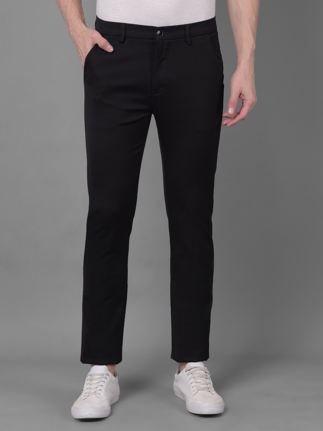 

Crimsoune Club Men Mid-Rise Chinos Trousers, Black