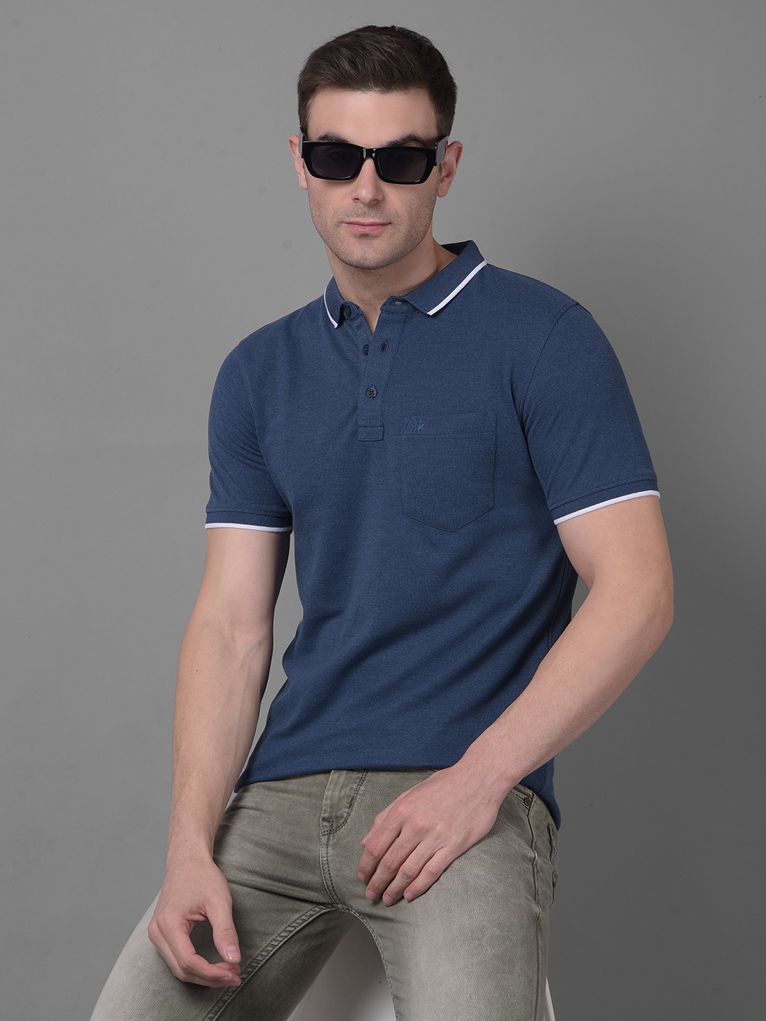 

Crimsoune Club Polo Collar Slim Fit T-shirt, Blue