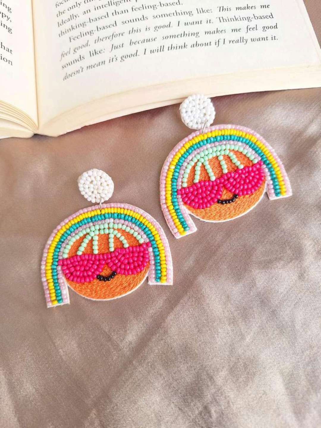

Crunchy Fashion Beaded Contemporary Drop Earrings, White