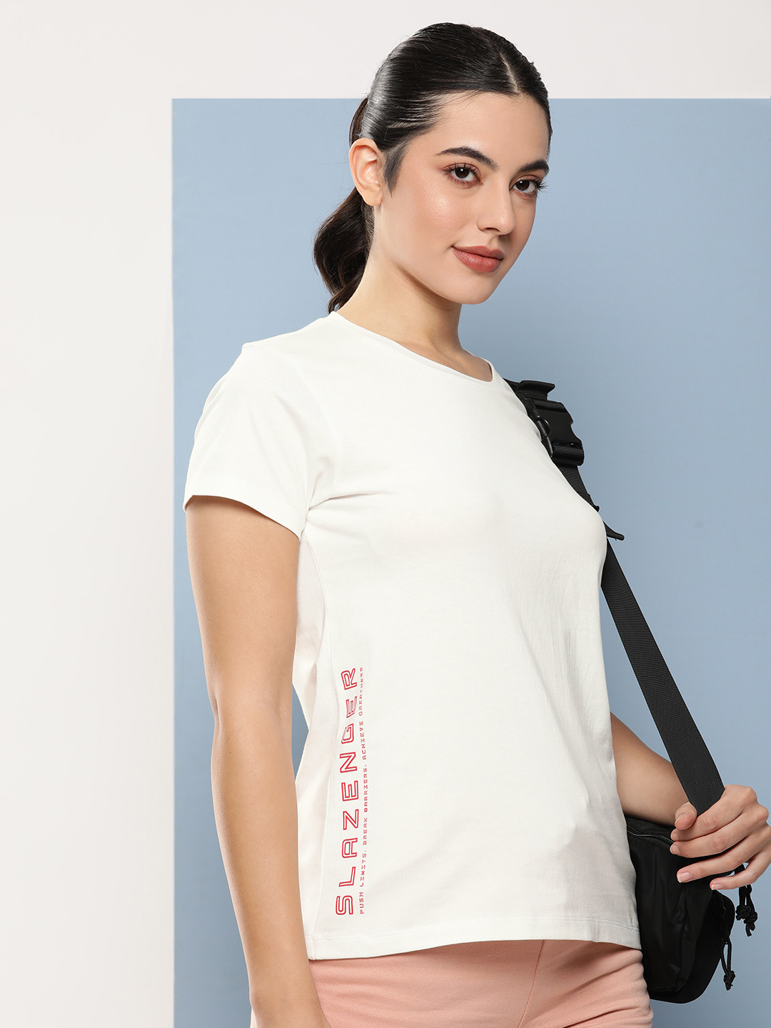 

Slazenger Women Typography Printed Pure Cotton T-shirt, White