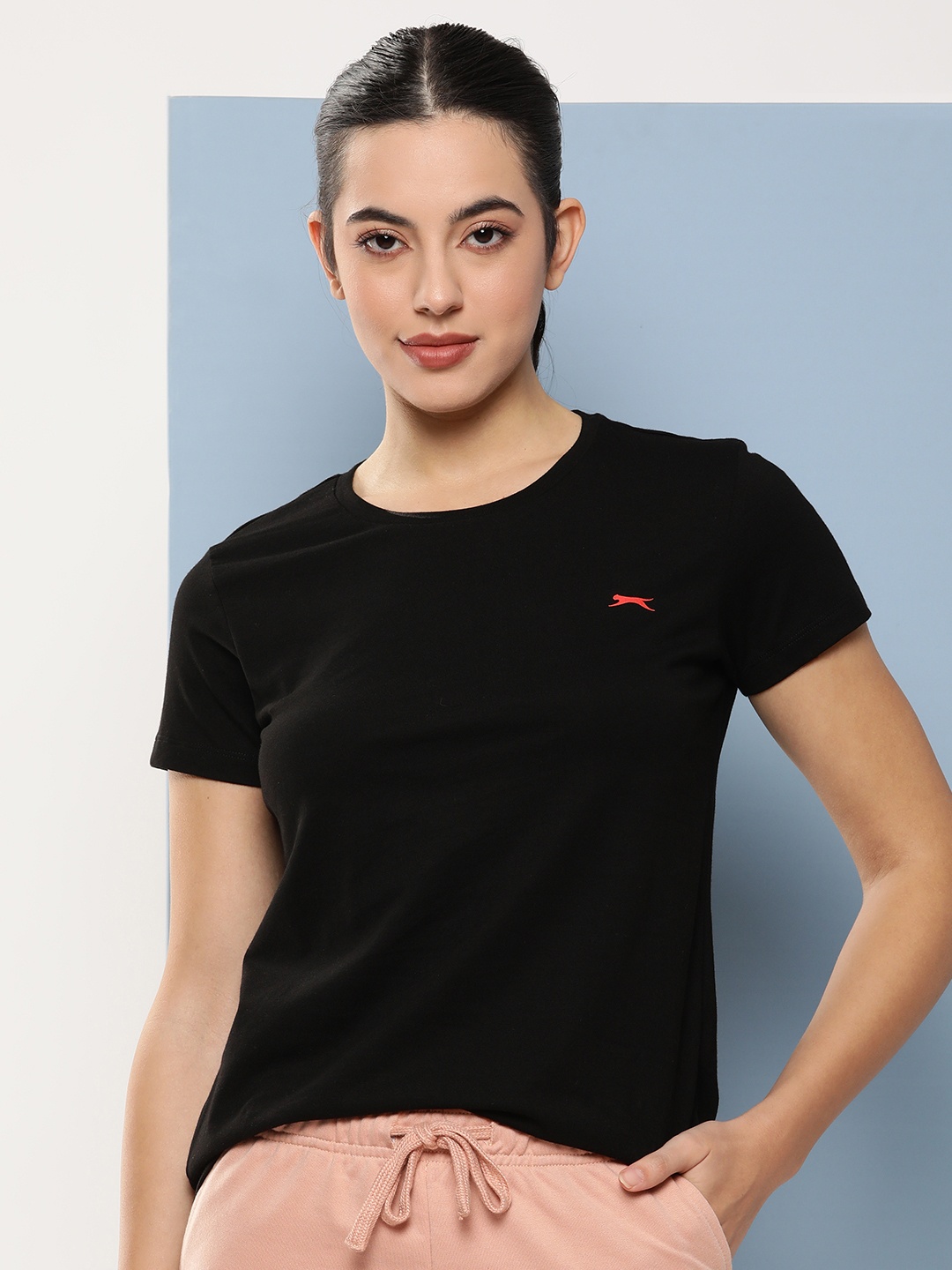 

Slazenger Women Brand Logo Printed Pure Cotton T-shirt, Black