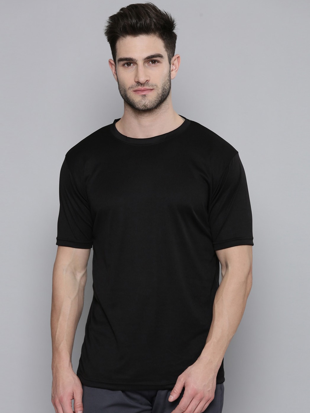 

SMARTEES Round Neck Short Sleeves Sports T-shirt, Black