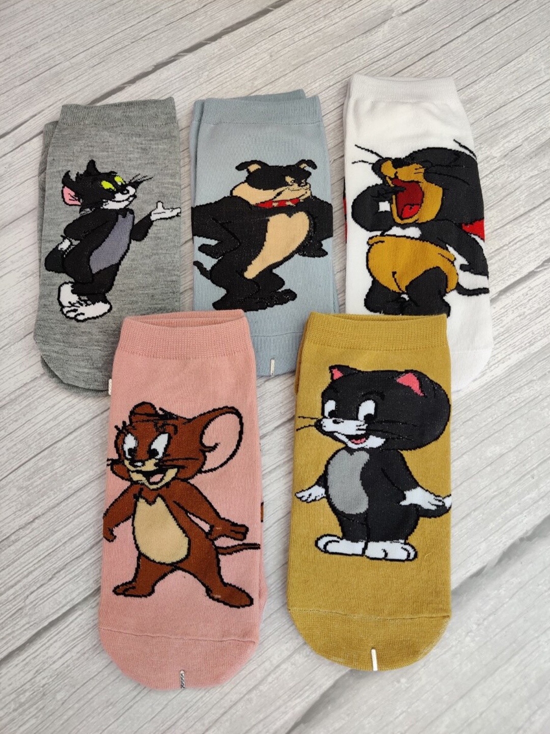 

EL REGALO Kids Pack Of 5 Tom & Jerry Printed Calf Length Socks, Grey