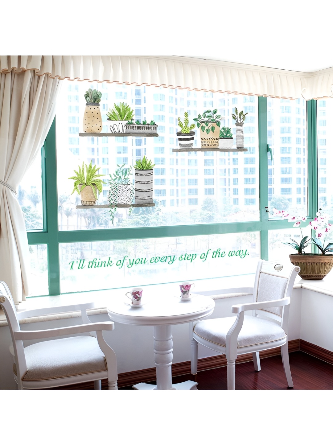 

Jaamso Royals Green Planter Printed Self Adhesive Wall Sticker, White