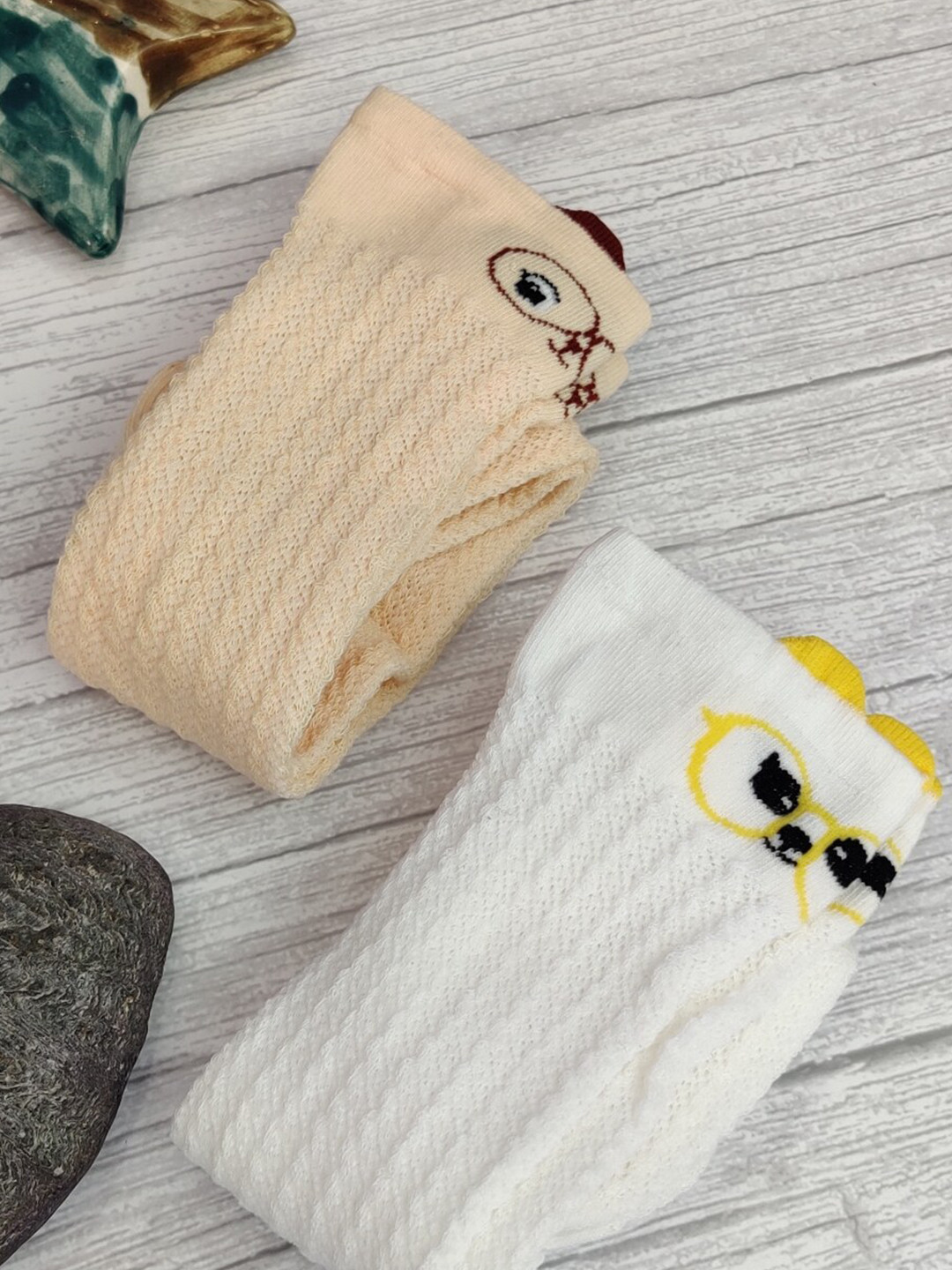

EL REGALO Girls Pack Of 2 Patterned Calf-Length Socks, White