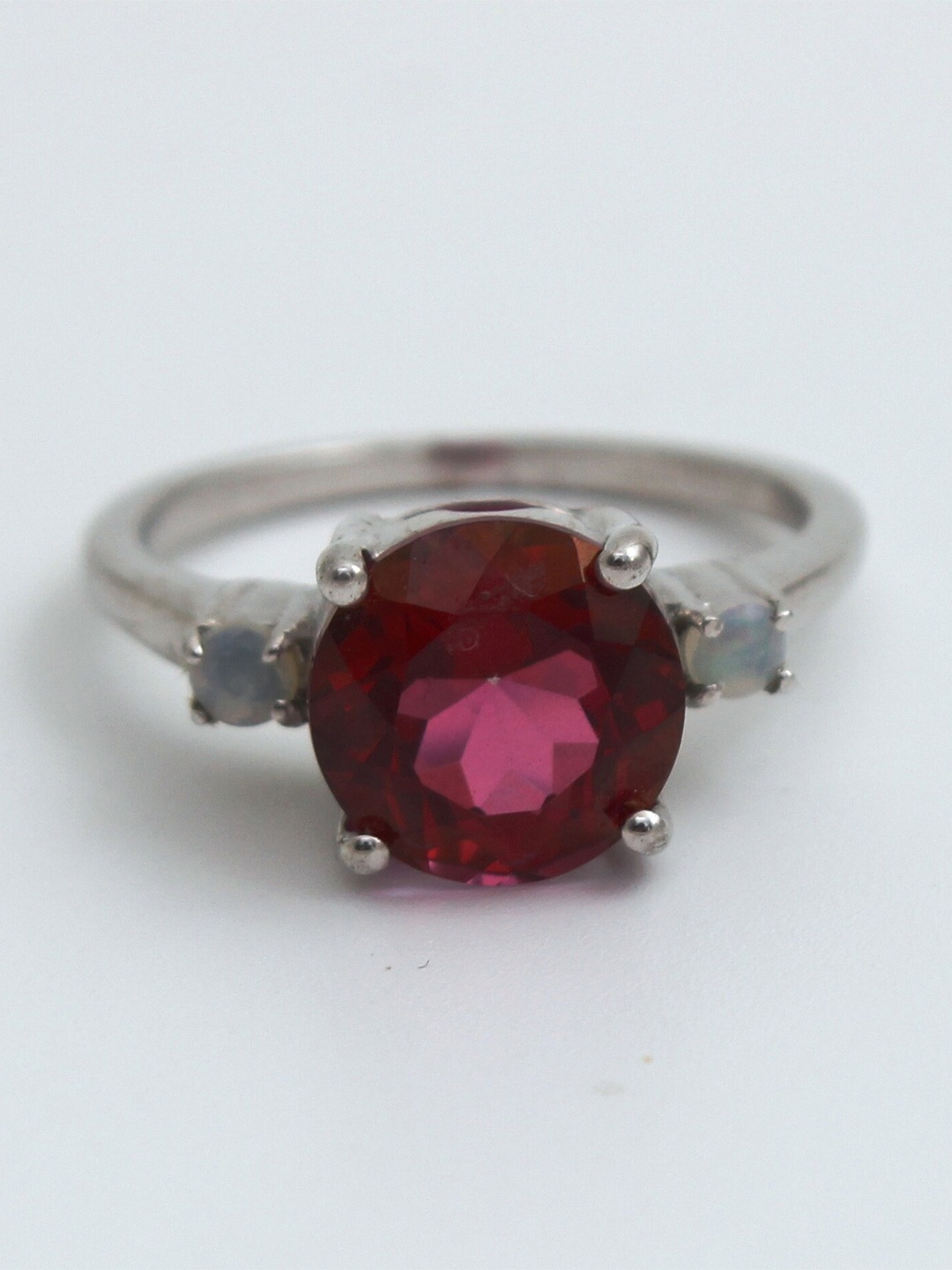 

HIFLYER JEWELS 925 Sterling Silver Coated Topaz and Opal Ring, Burgundy