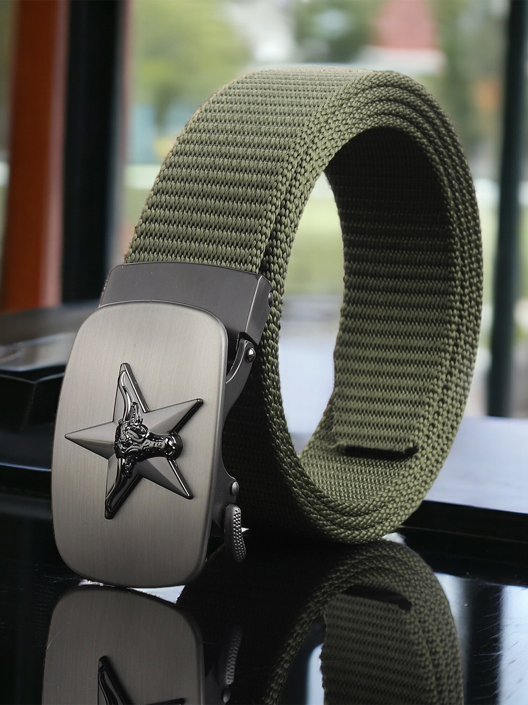 

Kastner Men Woven Design Belt, Green