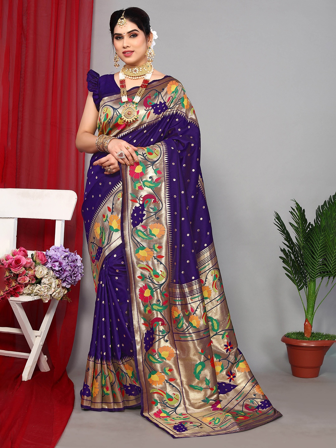

Divyadham Textiles Woven Design Zari Pure Silk Designer Banarasi Saree, Blue