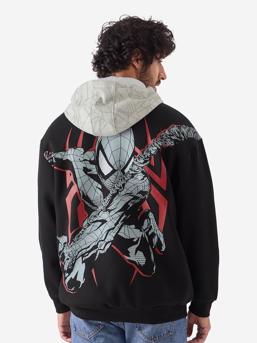 

The Souled Store Spider-Man Printed Hooded Sweatshirt, Black