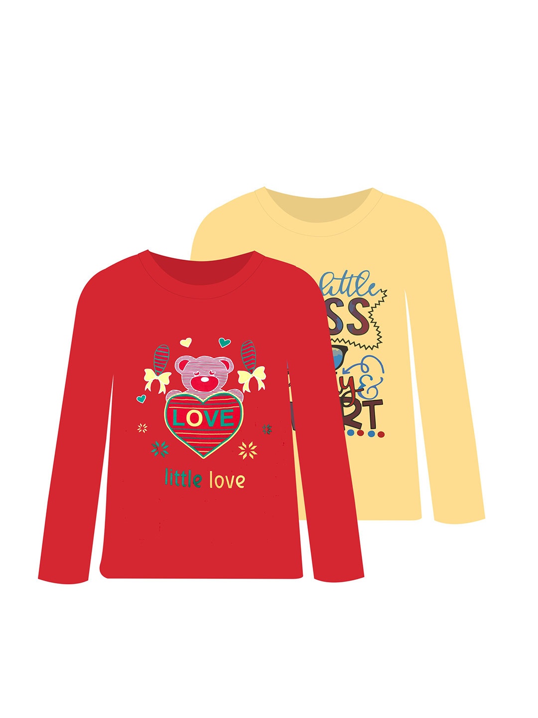 

CoolTees4U Girls Pack of 2 Graphic Printed Cotton T-shirts, Red
