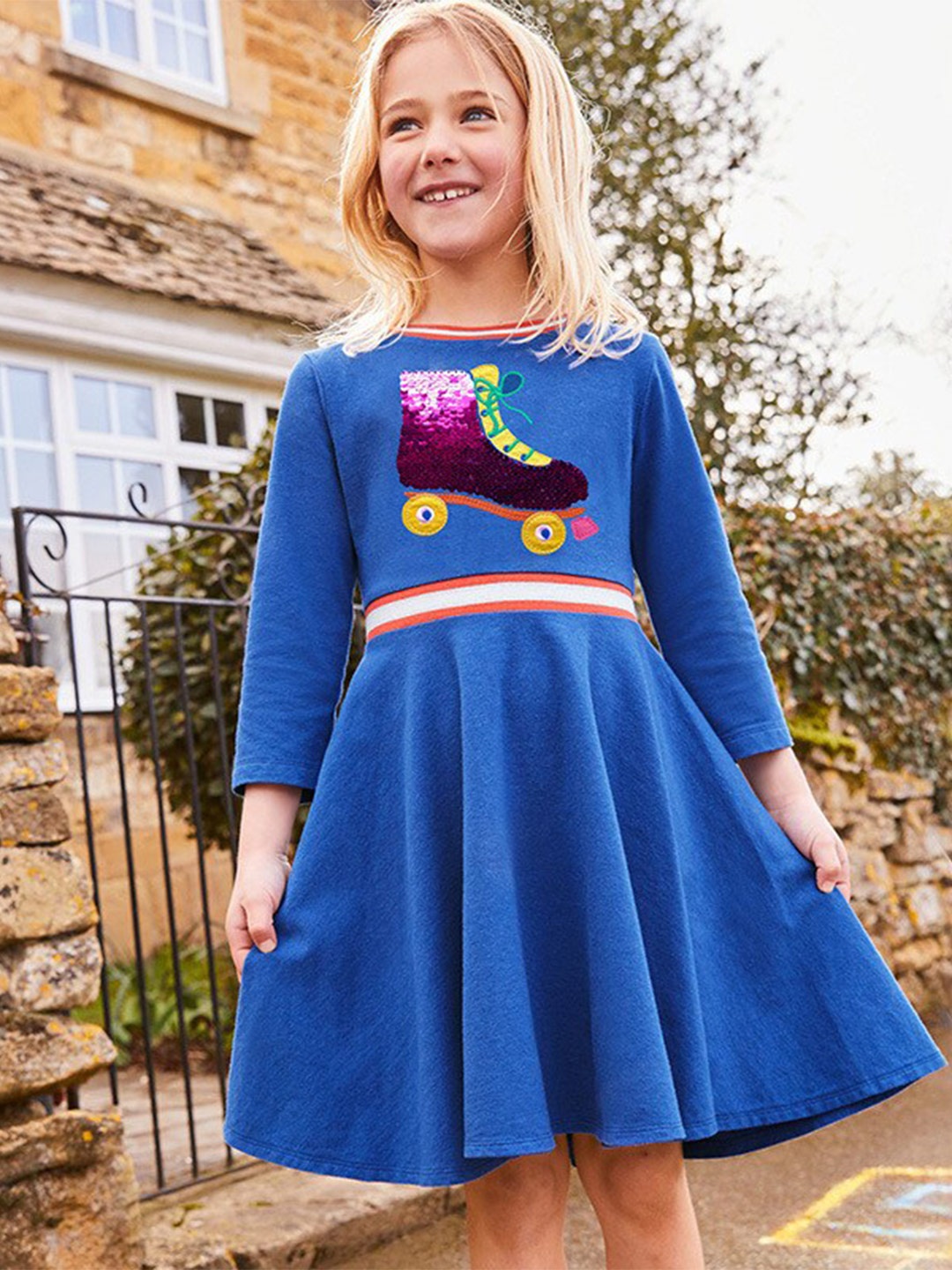 

Googo Gaaga Cotton Fit and Flare Dress, Blue