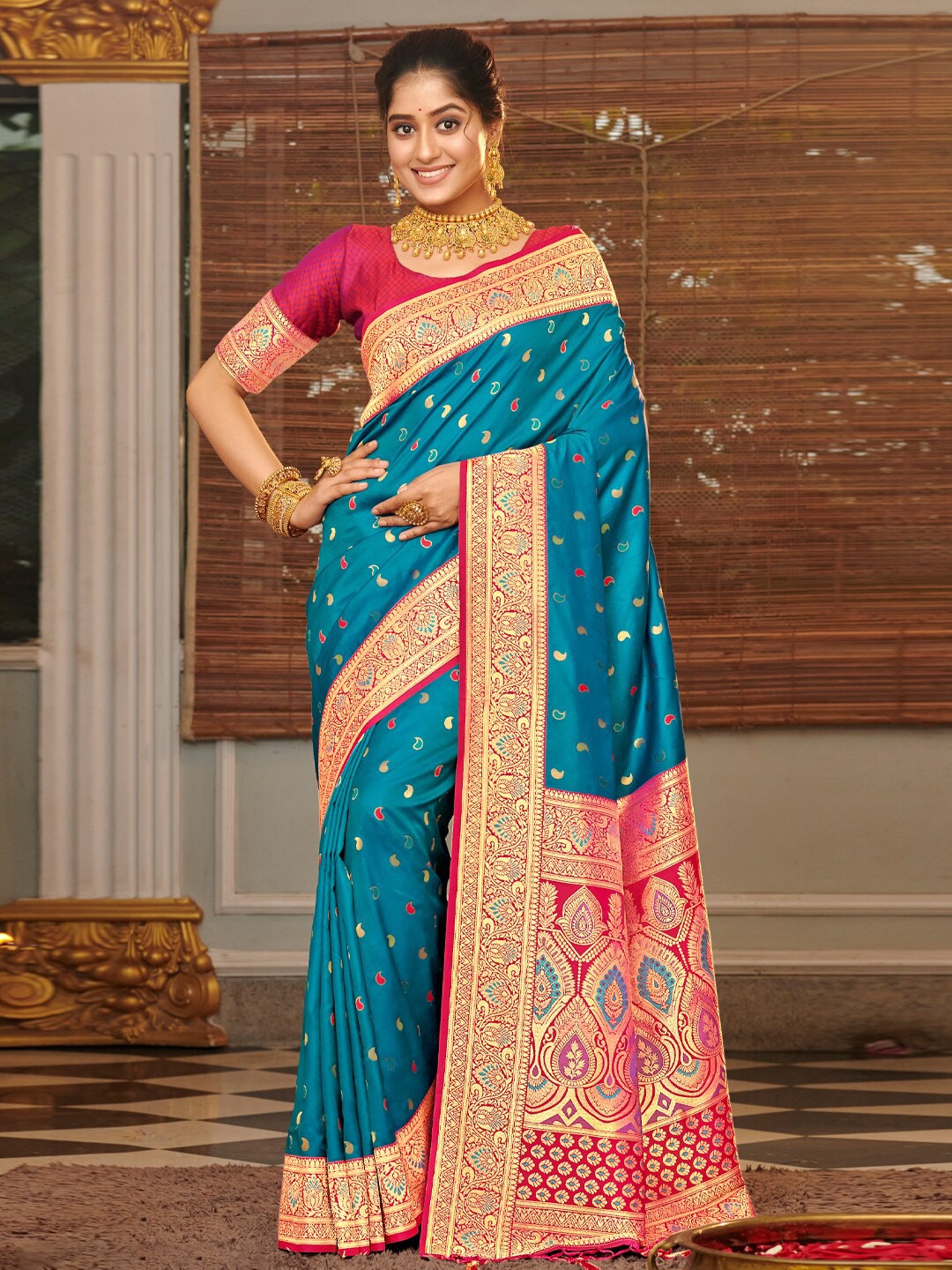 

Riwazo Woven Design Zari Banarasi Saree, Blue