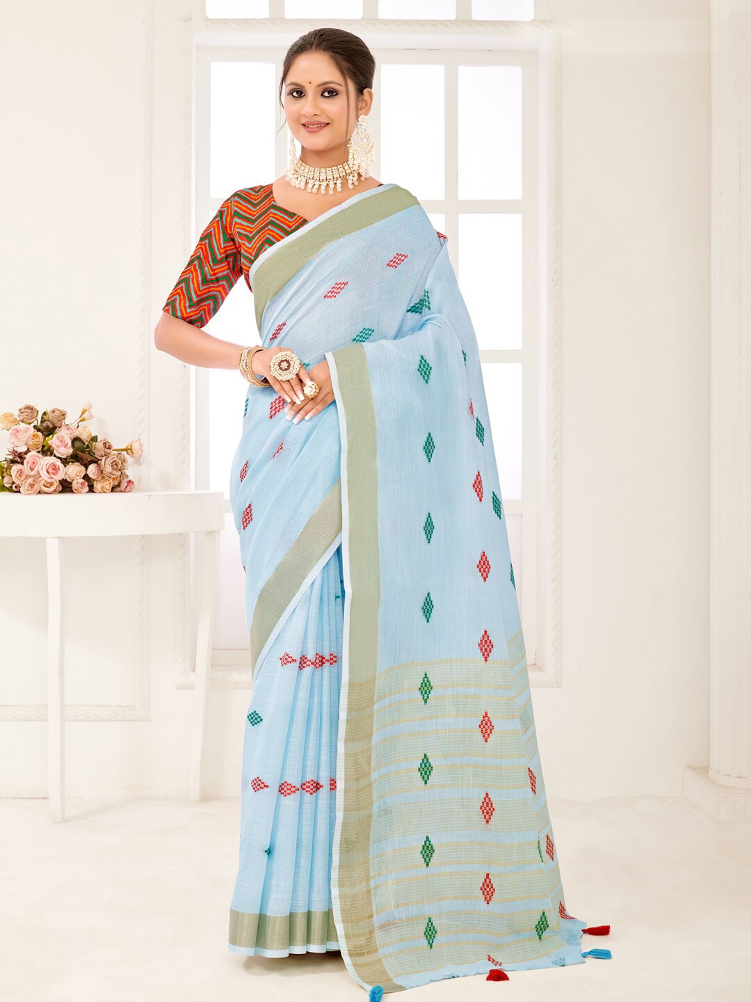 

Riwazo Woven Design Zari Banarasi Saree, Blue