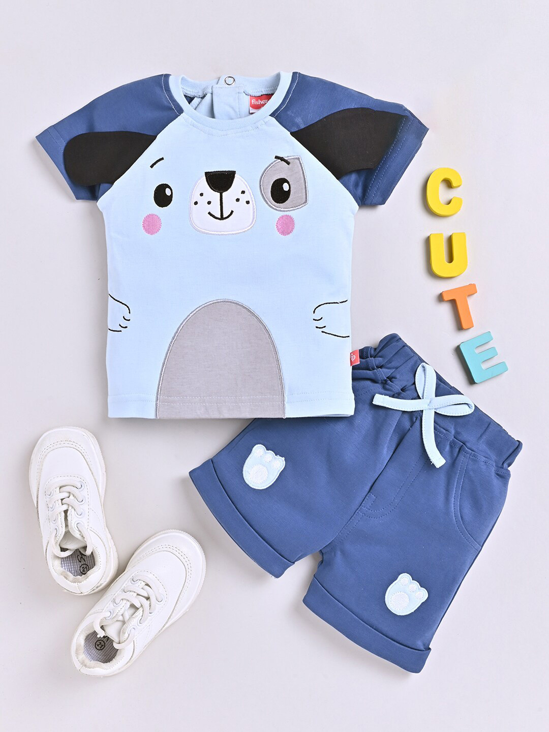 

Moms Love Infant Boys Printed Organic Cotton T-shirt with Shorts, Blue