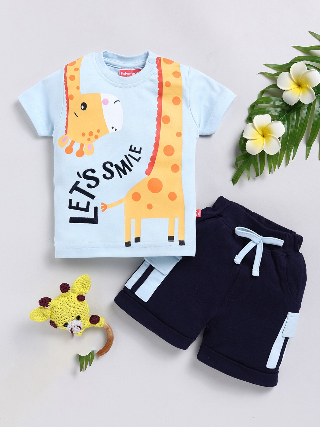 

Moms Love Boys Printed Pure Cotton T-shirt With Shorts, Blue