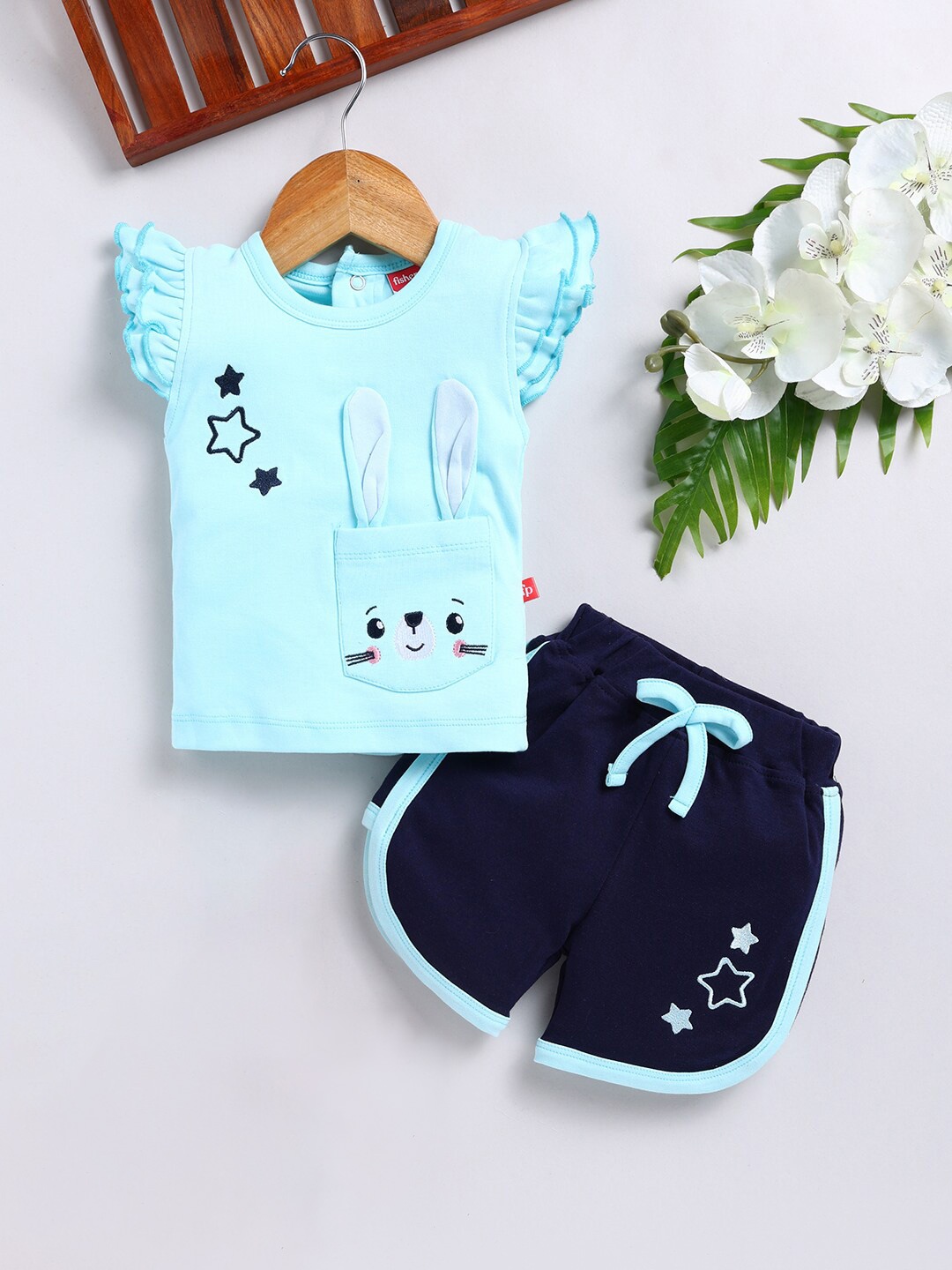 

Moms Love Infant Girls Printed Organic Cotton Top With Shorts, Green