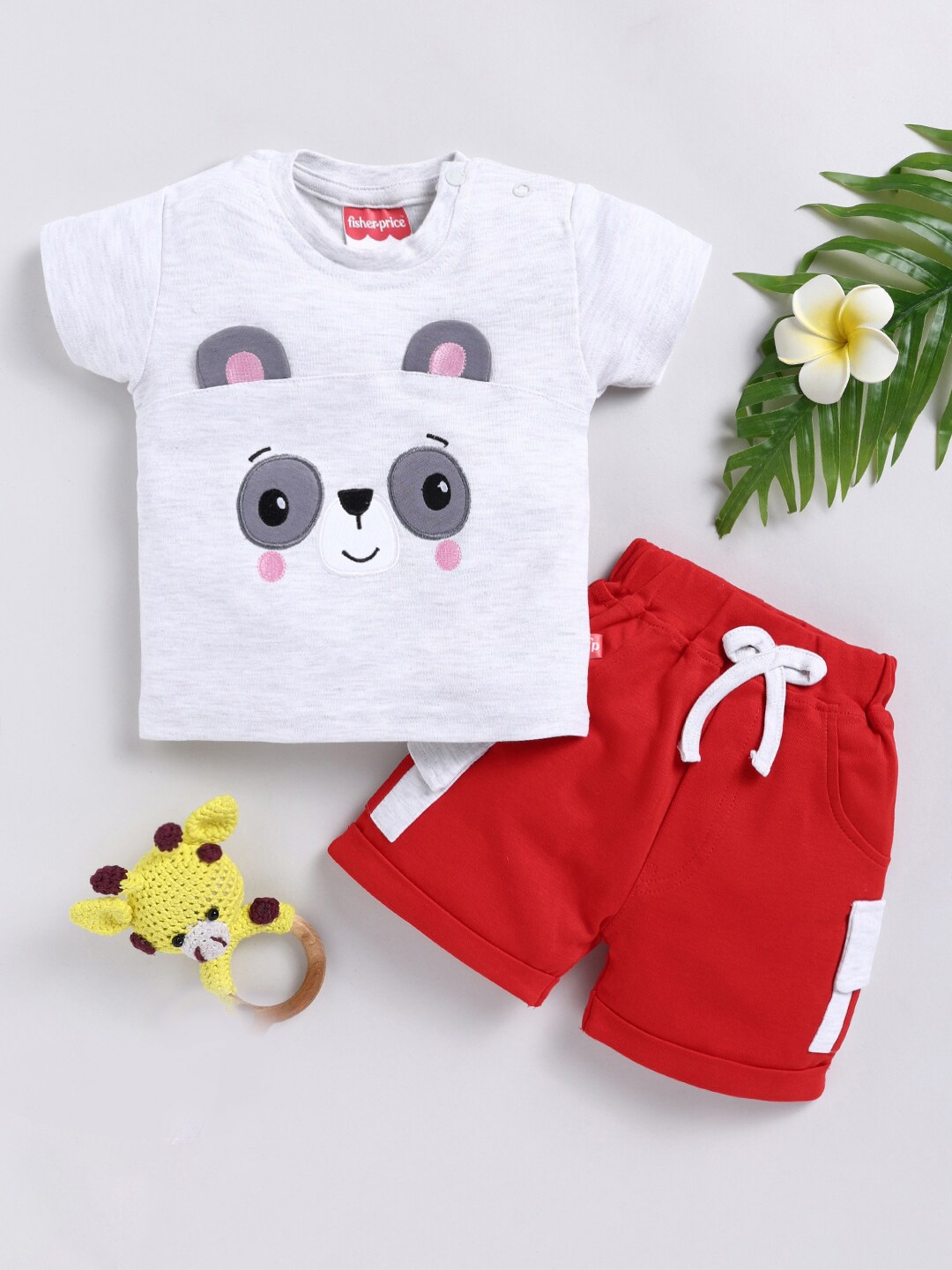 

Moms Love Infants Boys Printed Organic Cotton T-Shirt With Shorts, White