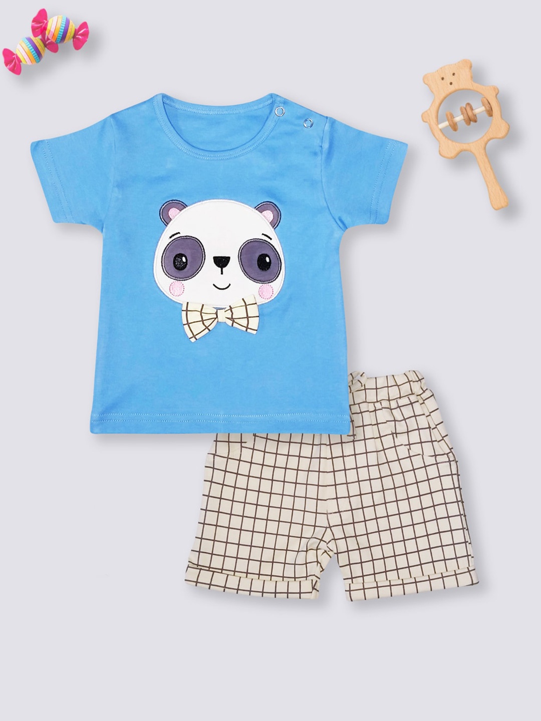 

Moms Love Boys Printed Pure Cotton T-shirt With Shorts, Blue