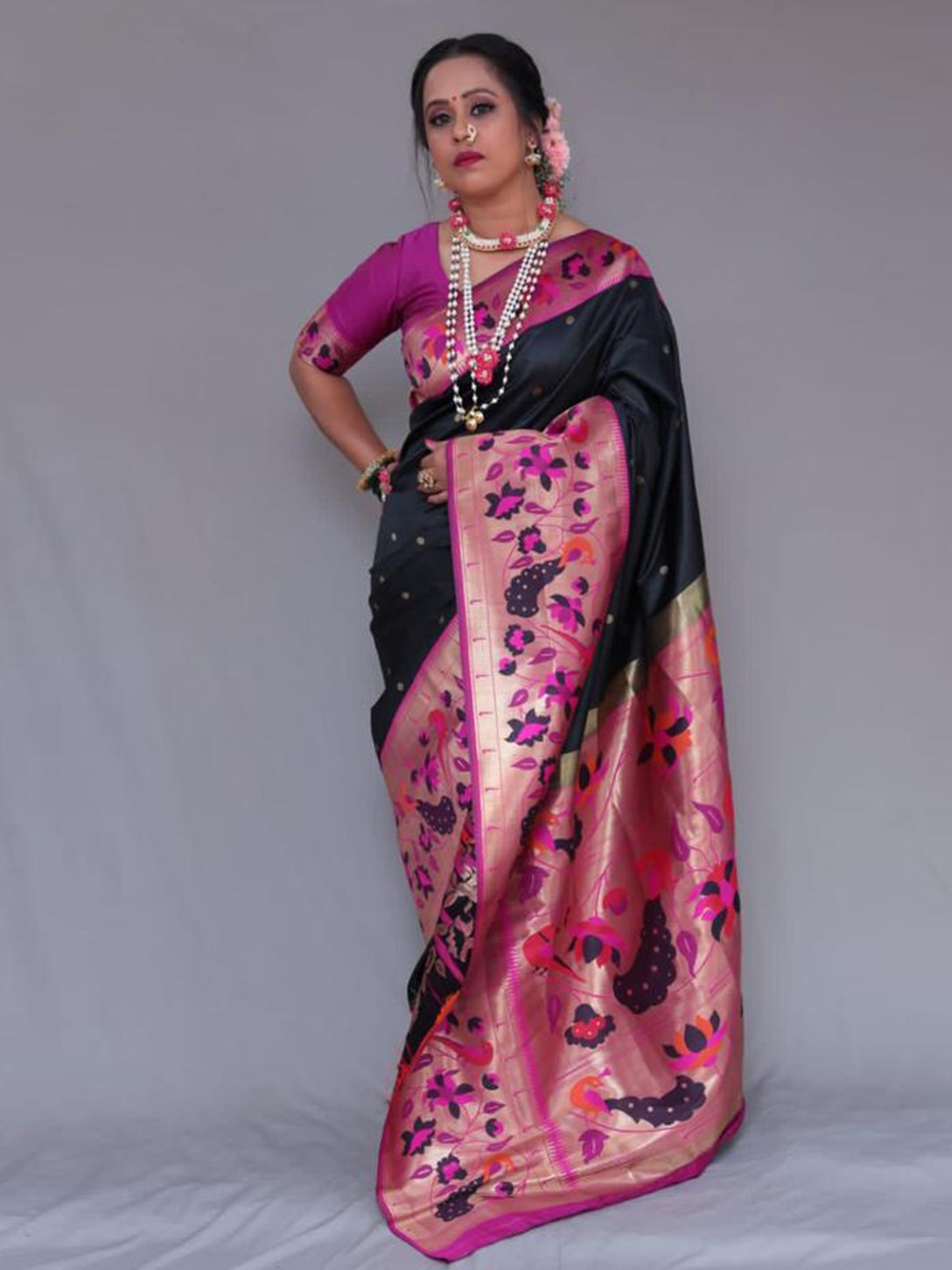 

Visit Wear Ethnic Motifs Woven Design Zari Banarasi Saree, Black