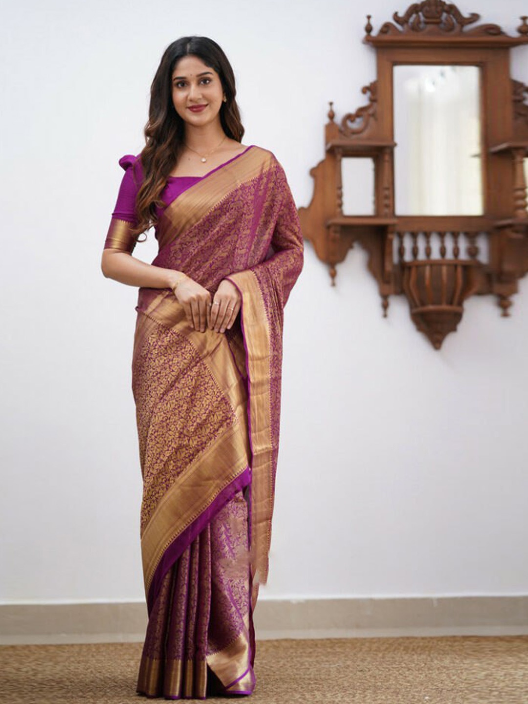 

Visit Wear Ethnic Motifs Woven Design Art Silk Banarasi Saree, Magenta