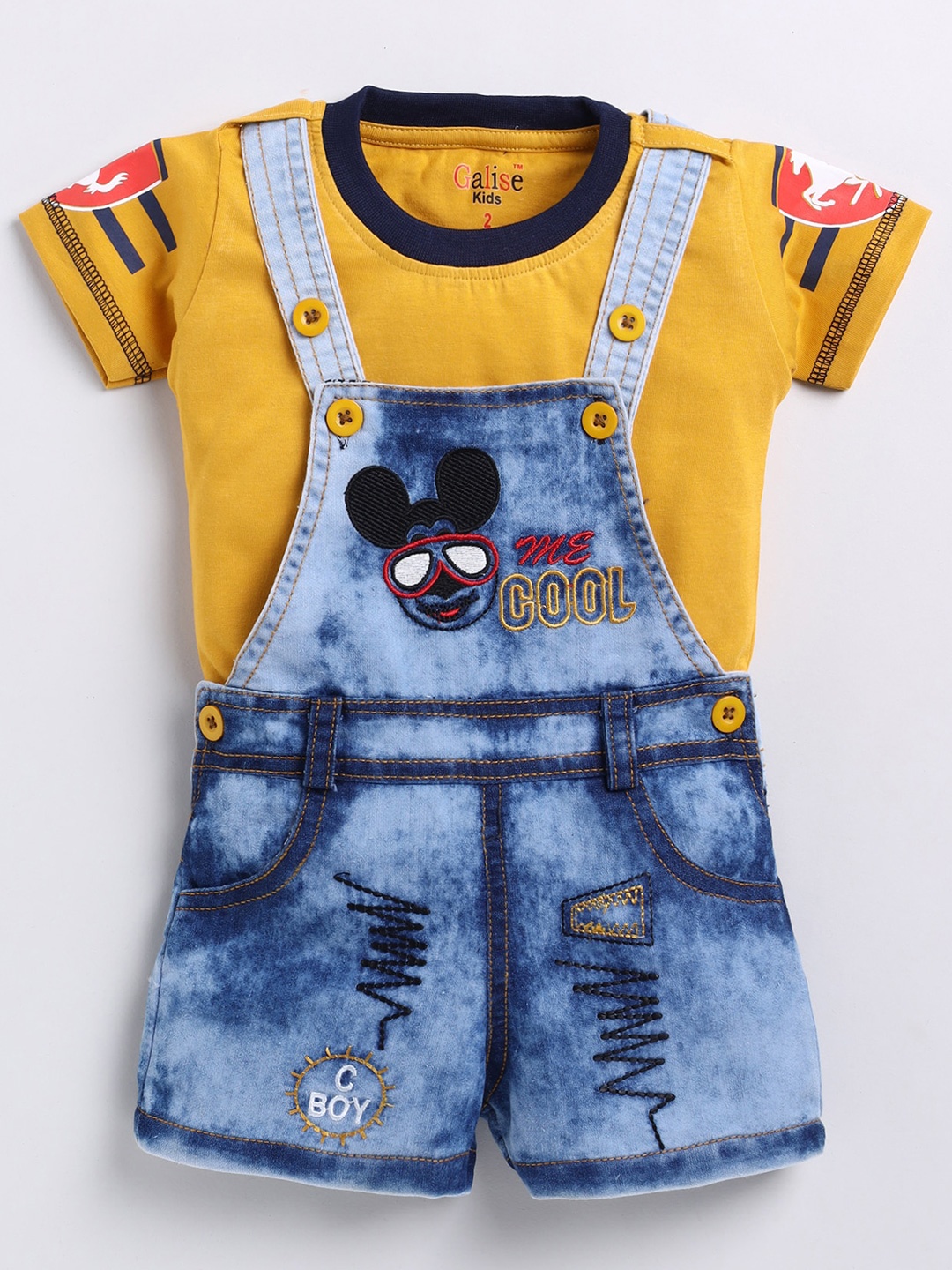 

BAESD Infants Cotton Dungaree With T-Shirt, Yellow