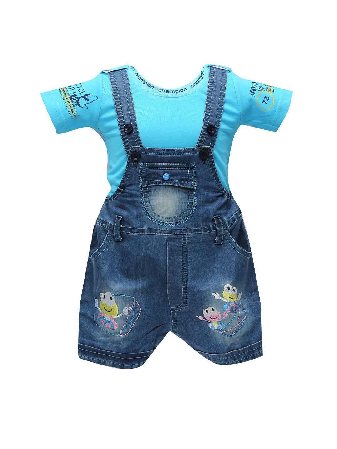 

BAESD Infants Printed Denim Dungarees With T-Shirt, Blue