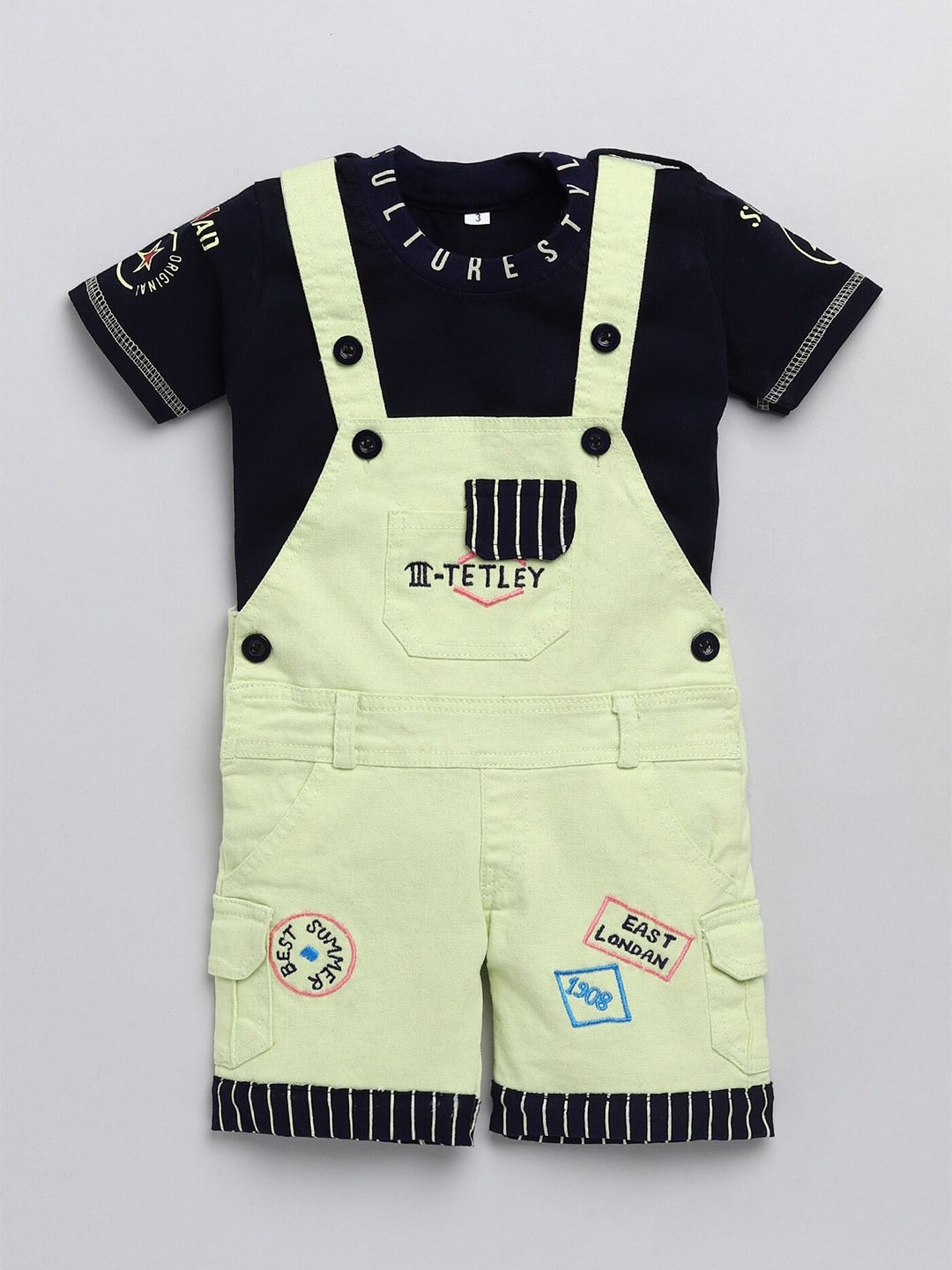 

BAESD Kids Cotton Dungaree With T-Shirt, Green