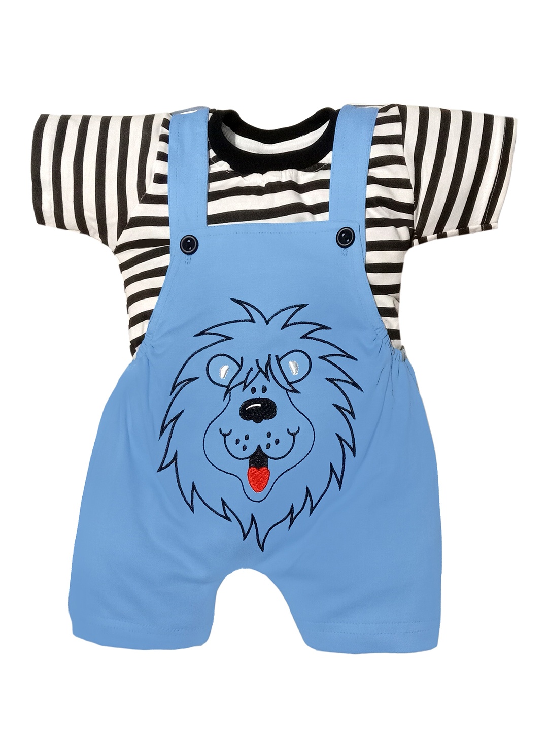 

BAESD Infants Printed Pure Cotton Dungaree With T-Shirt, Blue
