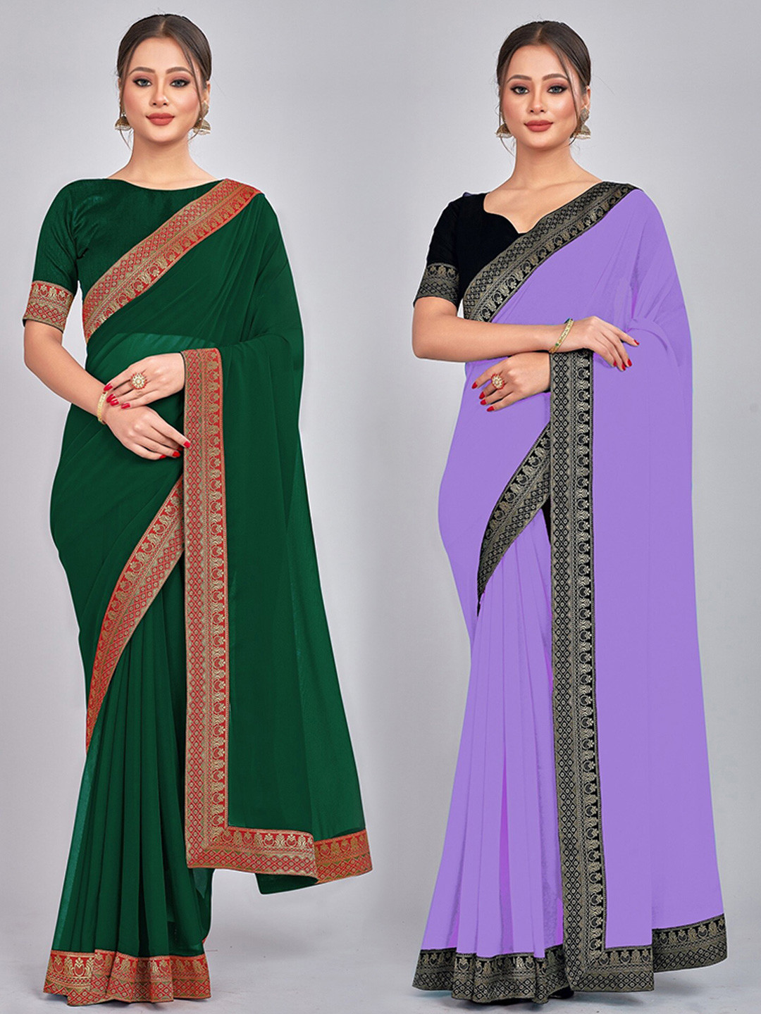 

CastilloFab Woven Design Pure Georgette Saree, Green
