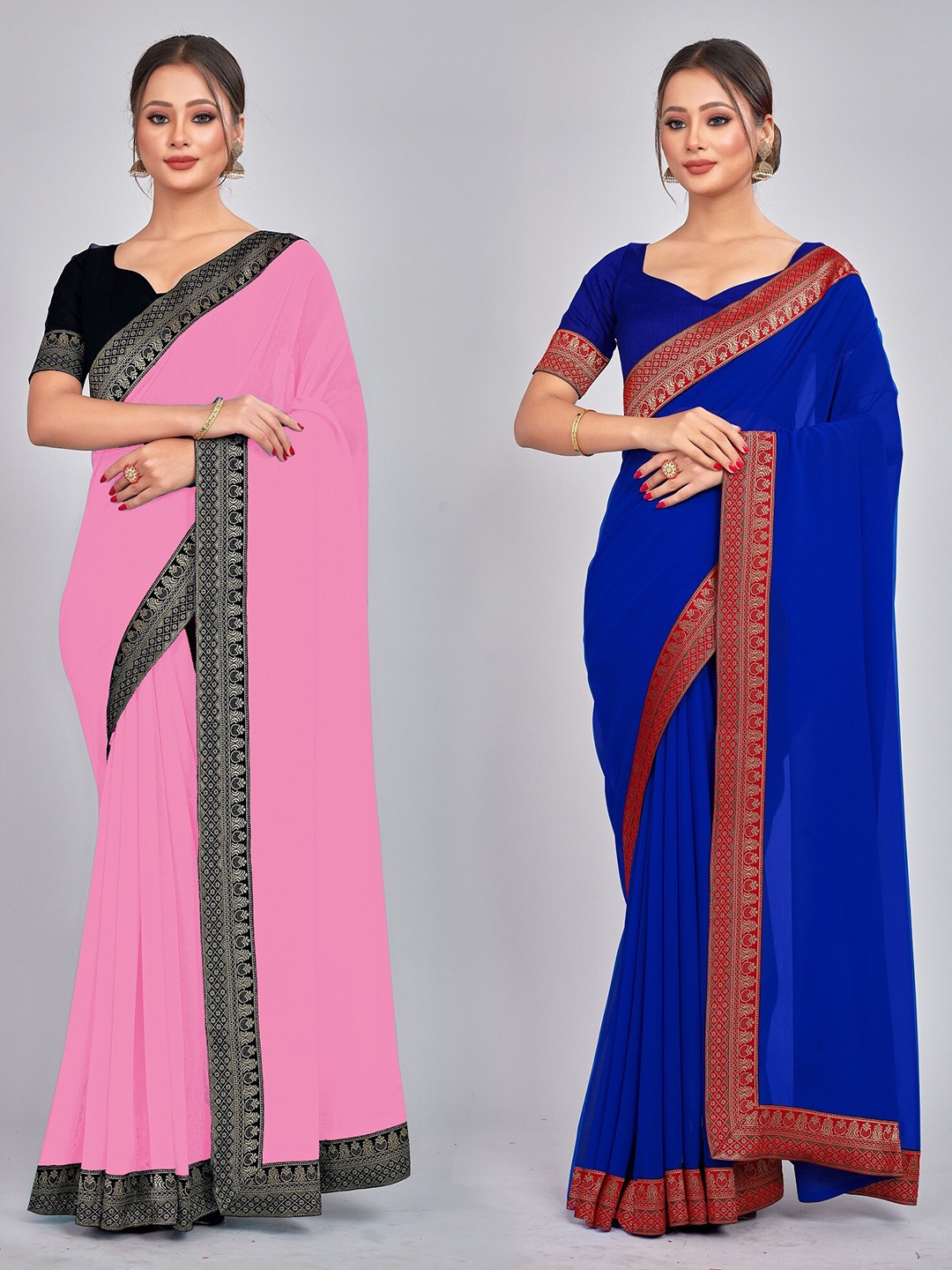 

CastilloFab Woven Design Pure Georgette Saree, Blue