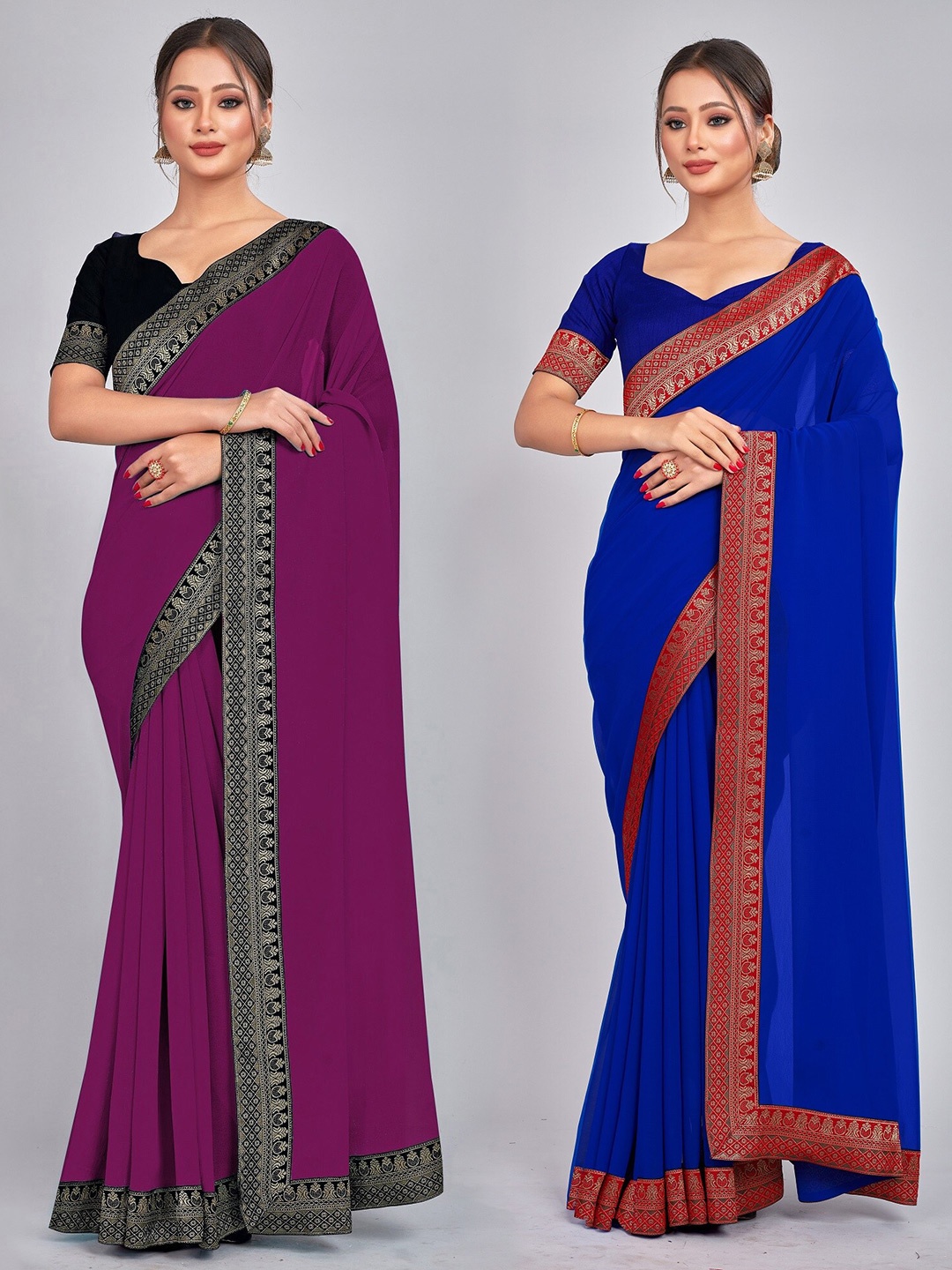 

CastilloFab Woven Design Pure Georgette Saree, Blue