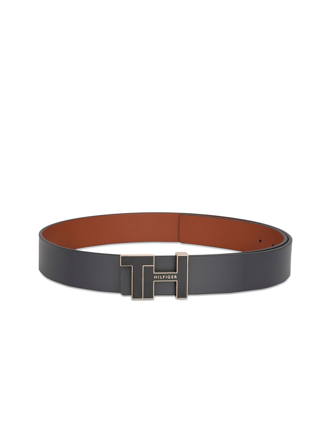 

Tommy Hilfiger Men Textured Leather Reversible Formal Belt, Navy blue