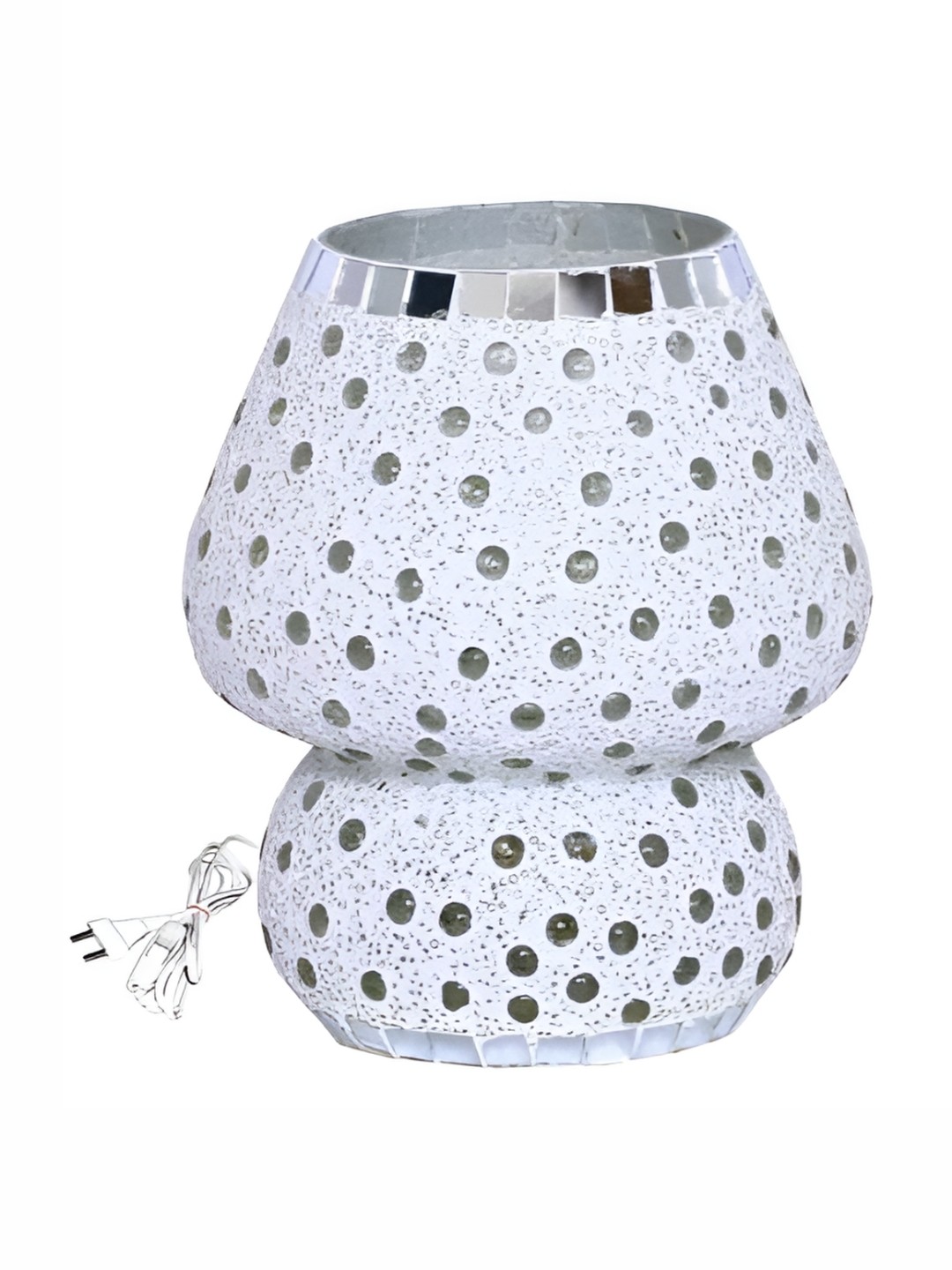 

Frizka White & Silver Toned Bell Shaped Glass Table Lamp