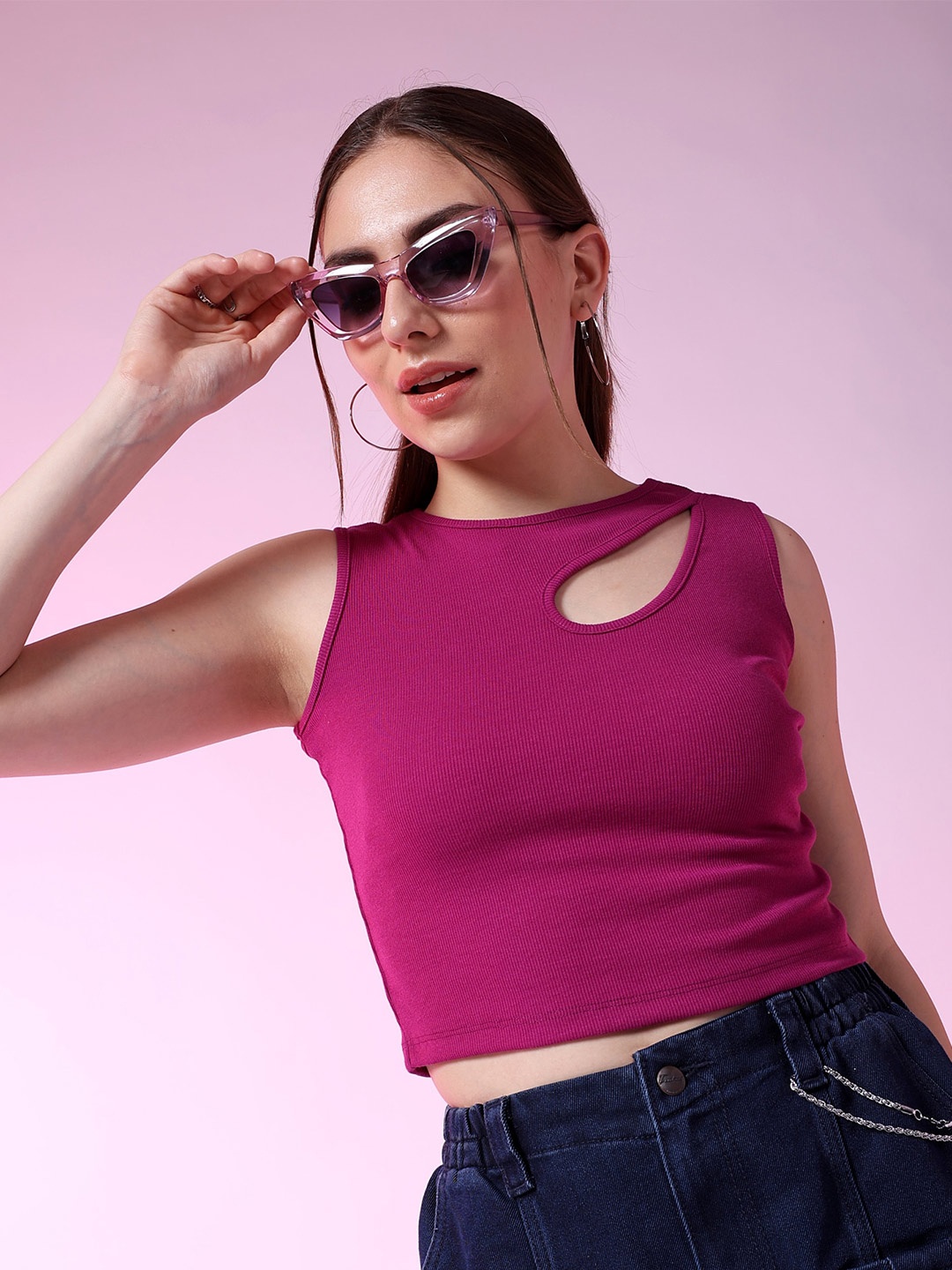 

Freehand by The Indian Garage Co Opaque Crop Top, Purple