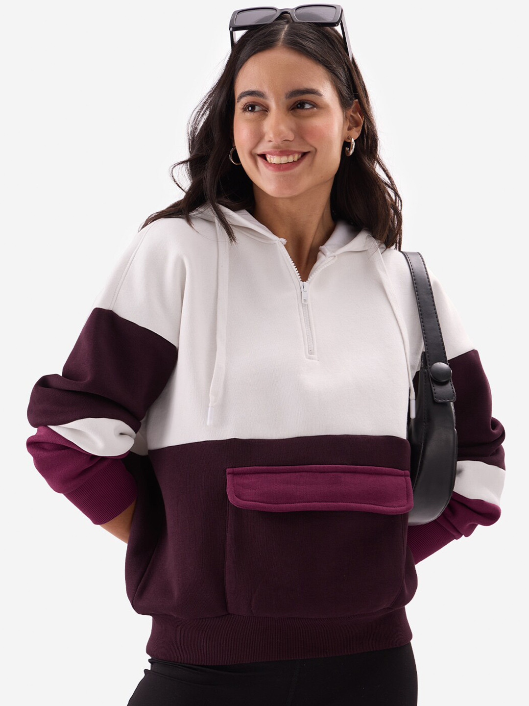 

The Souled Store Colourblocked Hooded Sweatshirt, White