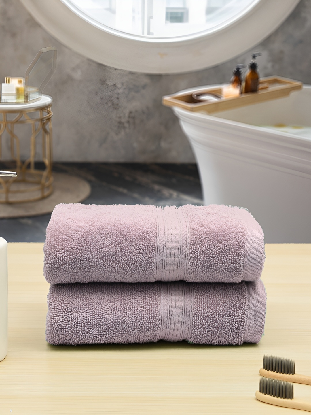 

Aura Mauve 2-Pcs 550 GSM Pure Cotton Hand Towels