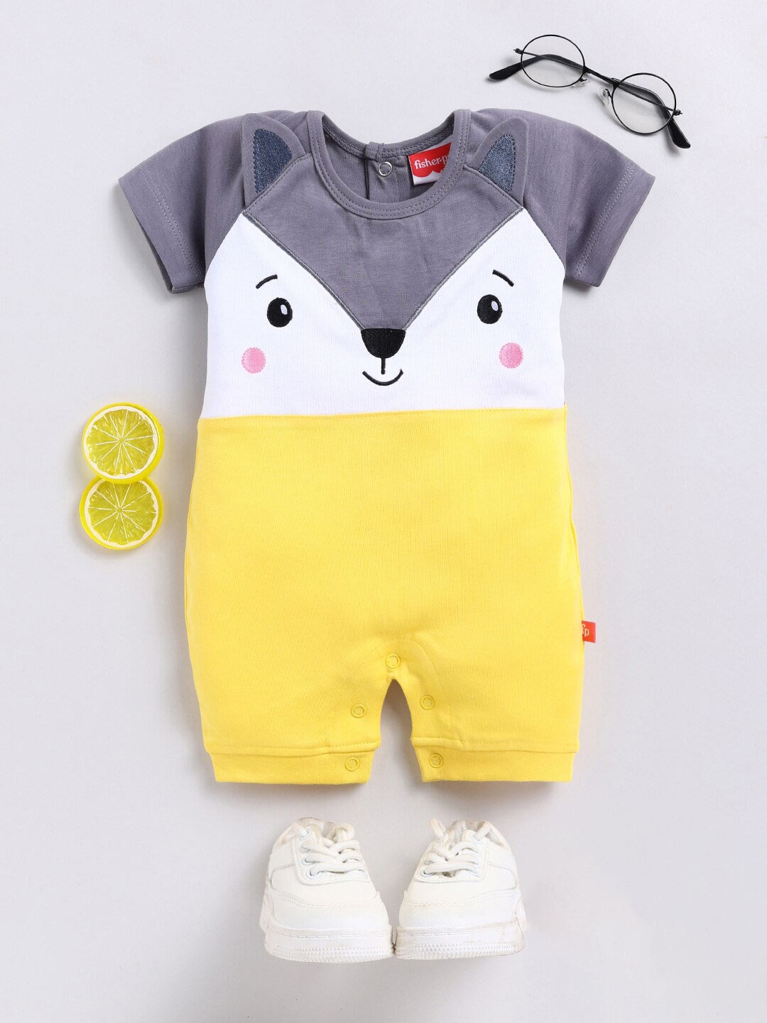 

Moms Love Infant Boys Printed Cotton Rompers, Charcoal