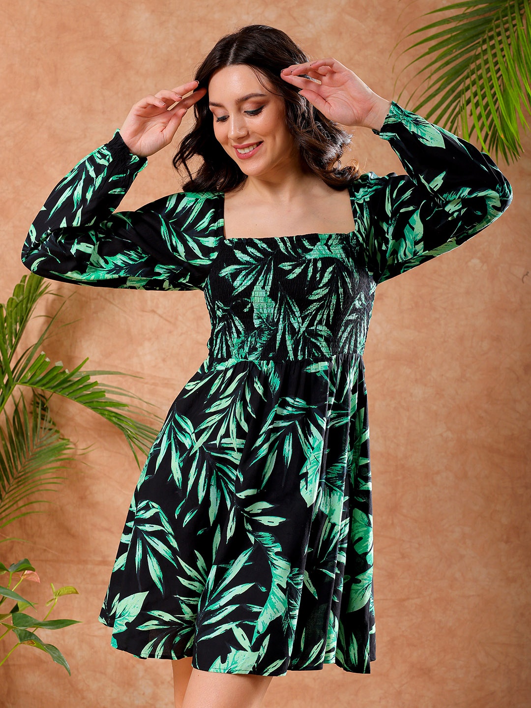

Freehand by The Indian Garage Co Black Print Fit Flare Dress