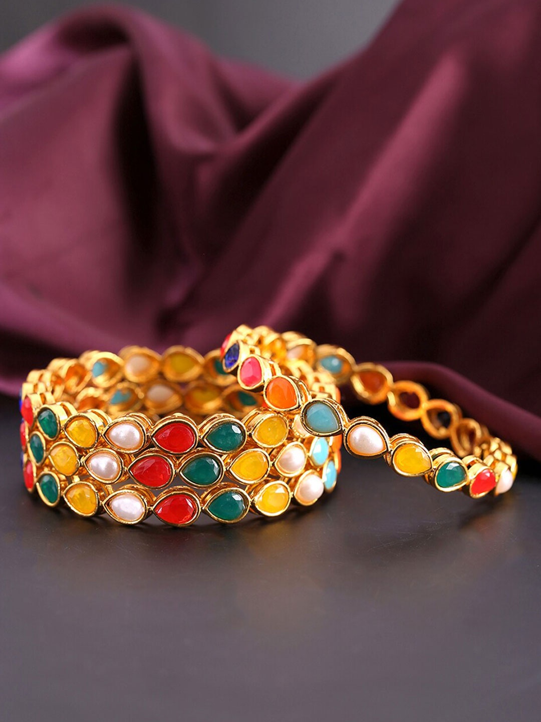 

Yellow Chimes Set of 4 Gold-Plated Bangles