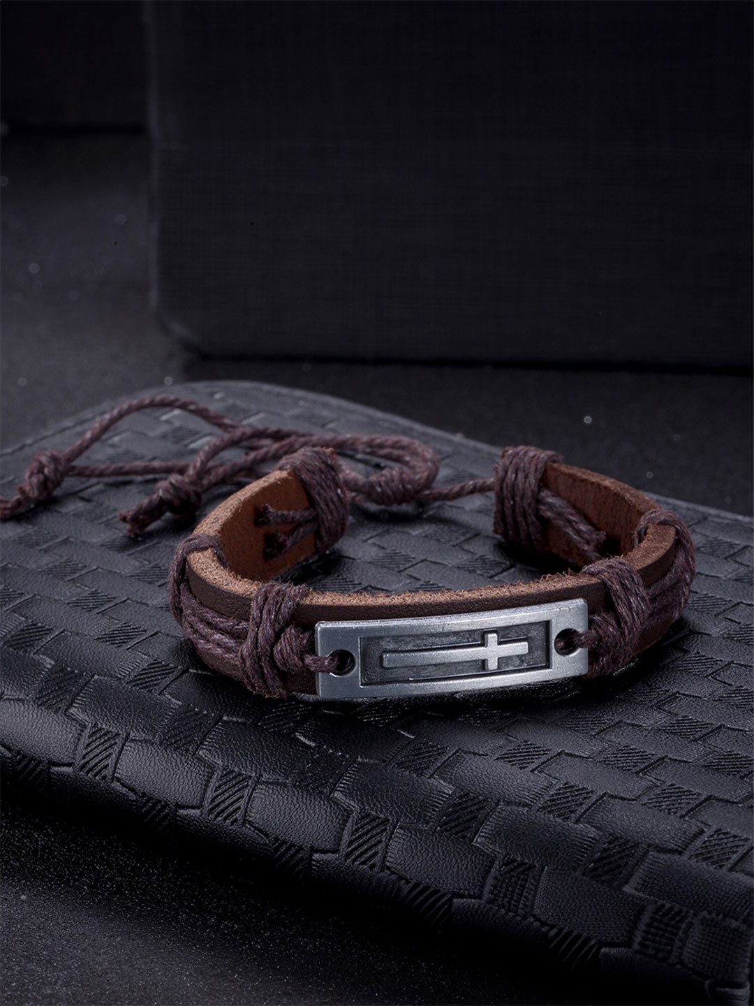 

Yellow Chimes Leather Wraparound Bracelet, Brown