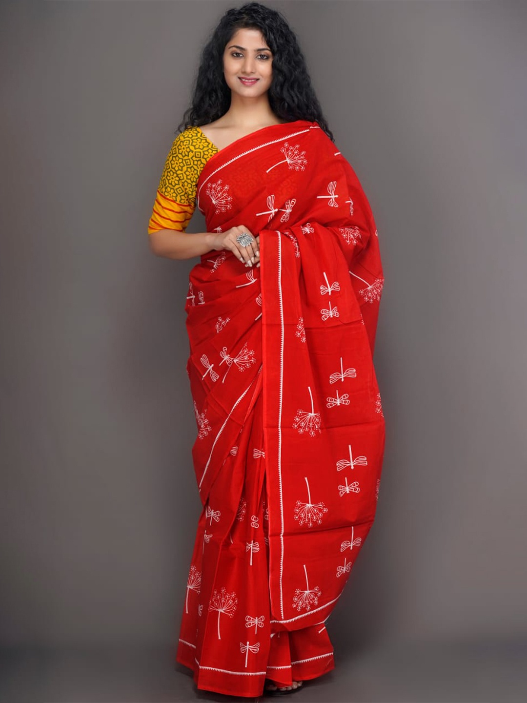 

JALTHER Ethnic Motifs Printed Pure Cotton Saree, Maroon