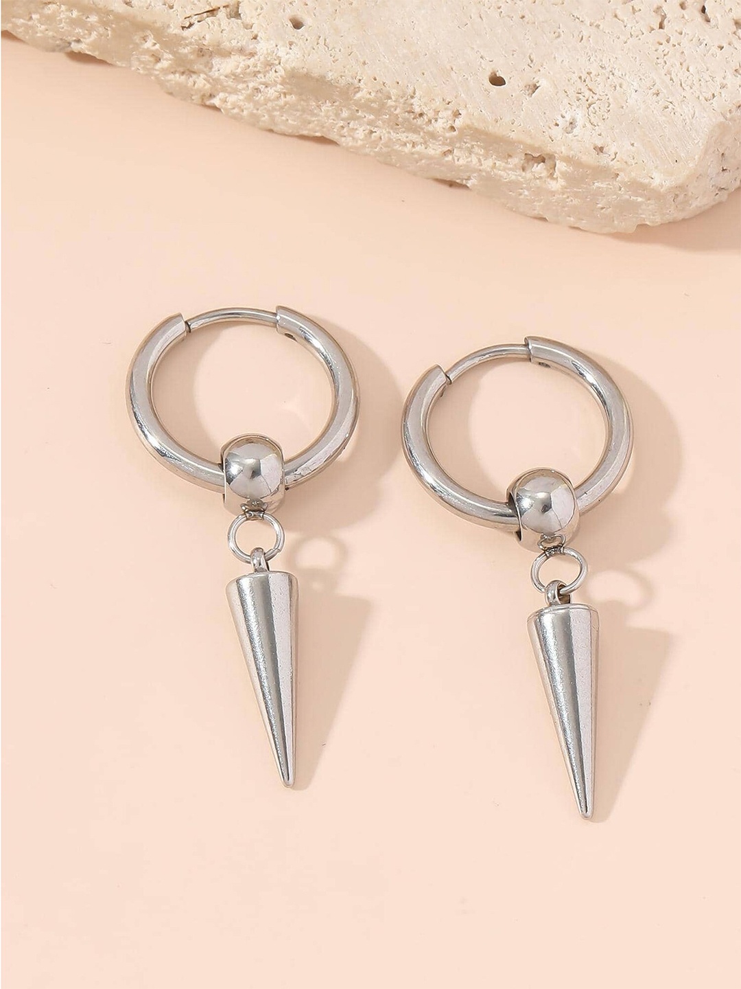 

Yellow Chimes Men Silver-Plated Huggie Hoop Earrings