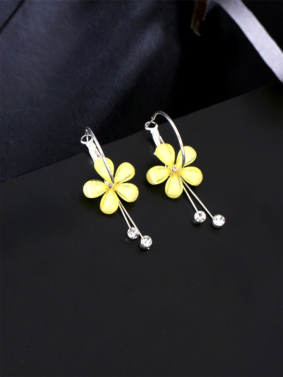 

Yellow Chimes Floral Hoop Earrings, Silver