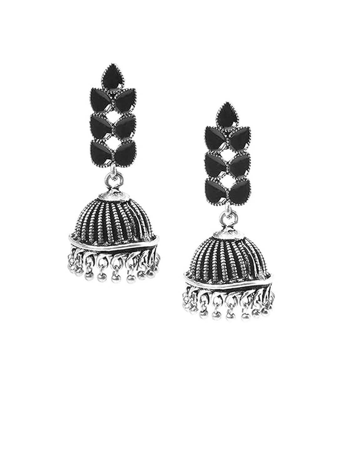 

Yellow Chimes Alloy Oxidised Jhumkas, Silver