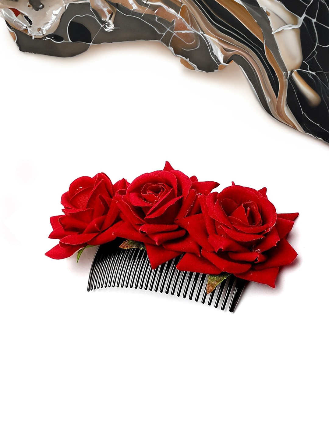 

Yellow Chimes Comb Floral Hair Pins, Red