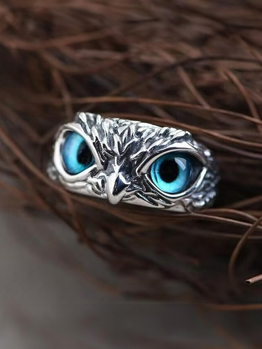 

Yellow Chimes Men Bird Face Adjustable Ring, Silver